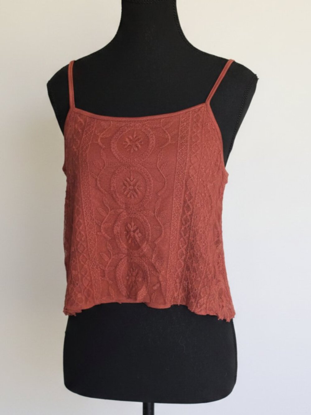 Garage Rust Terracotta Lace Crop Cami Top | Size S/P